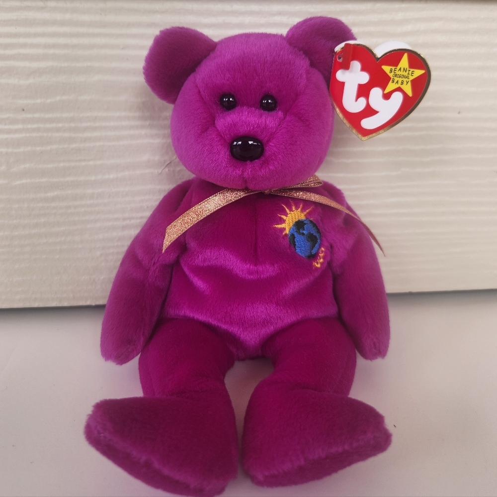 3/$15 Ty Plush Beanie Baby Bear named "Millenium", NWT
